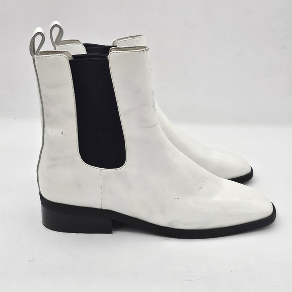 Jeffrey Campbell Emry Chelsea Boots Pointed Toe Side Panel White Leather Size 6 - Picture 4 of 16